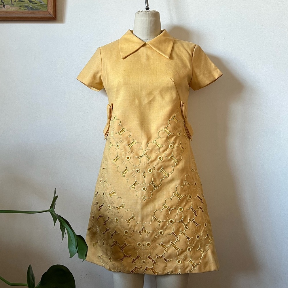 Vintage Yellow Eyelet Dress